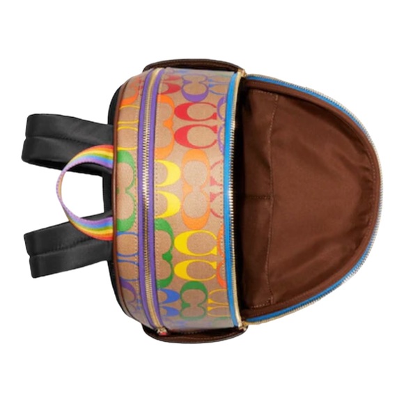 Coach Court Backpack In Rainbow Signature Canvas NWT - Picture 3 of 6